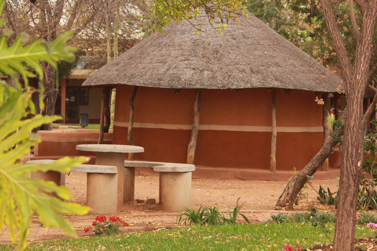 A traditional thatched house in the grounds of the National Museum in Gaborone