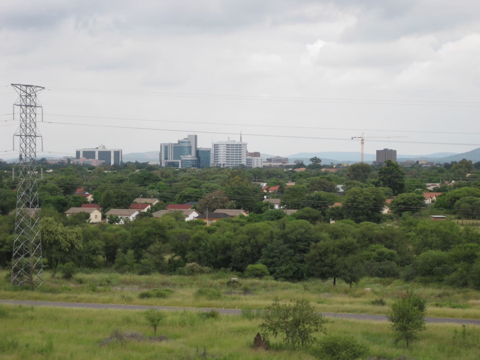 The skyline of Gaborone seen across the bushveld