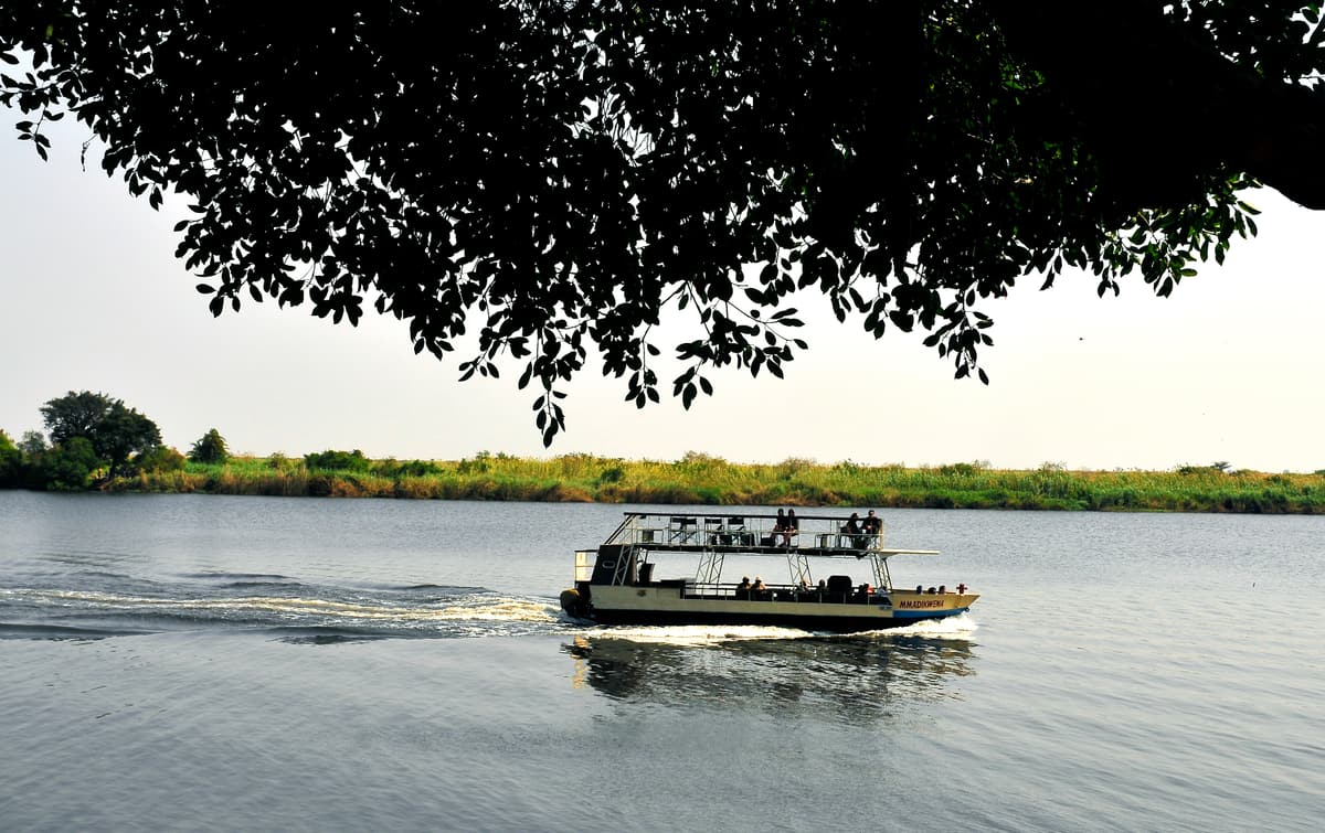 The Chobe River winding between green banks