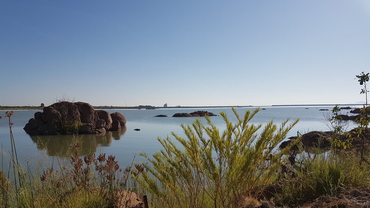 Granite boulders on the shore of Gaborone Dam