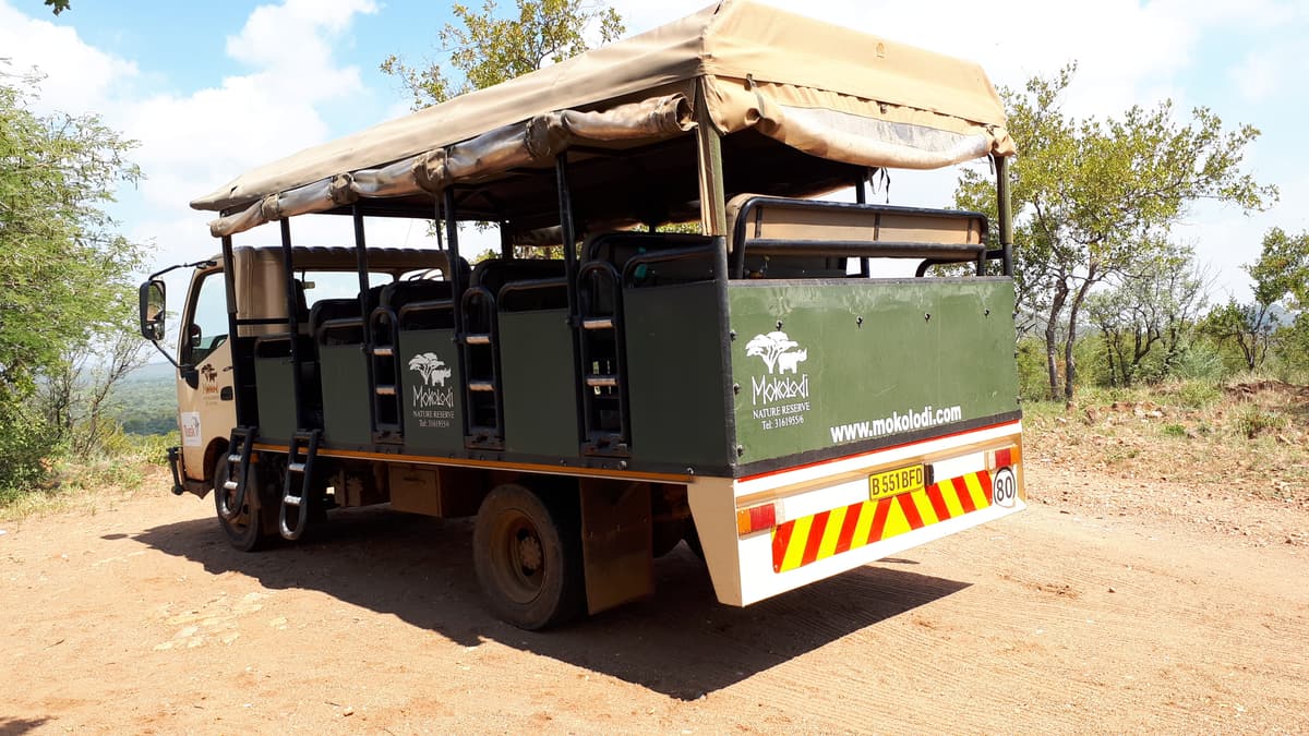 An open game-drive vehicle at Mokolodi Nature Reserve near Gaborone