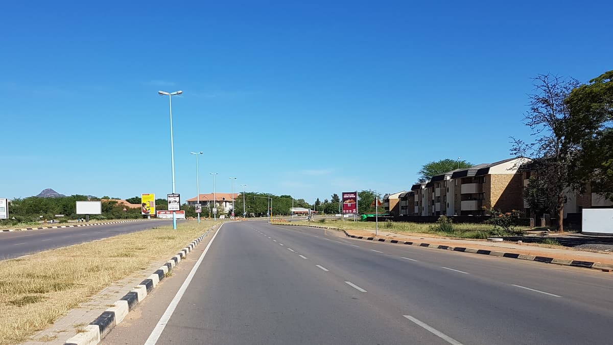 Tlokweng Road in Gaborone on a clear day