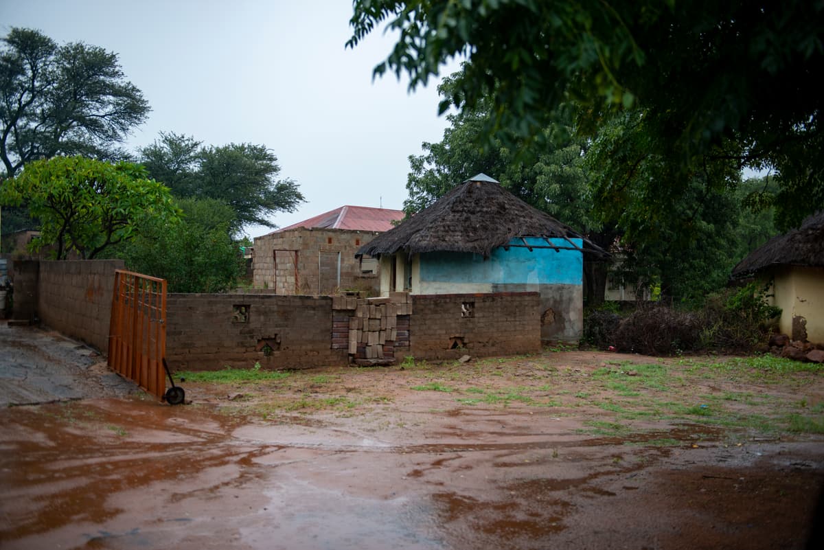 A traditional thatched house in a village compound near Gaborone